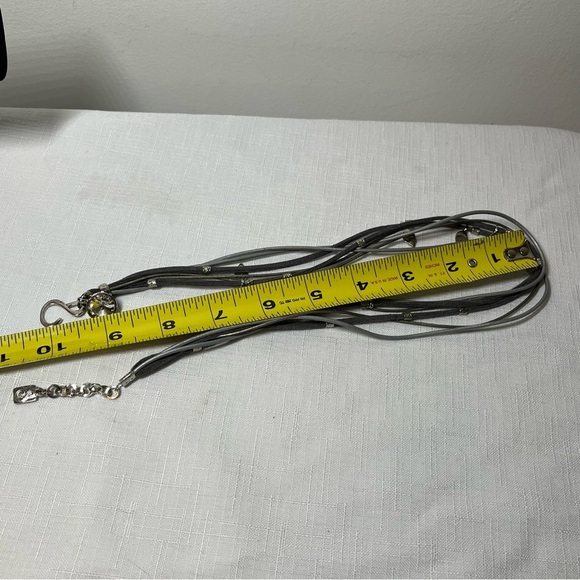 Sea Smadar Eliasaf Crystal Leather Bracelet Silver grey triple wrap Swarovski - Picture 5 of 6